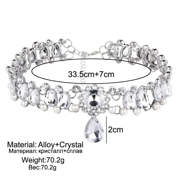 NEW!💙💎RHINESTONE & PEARL LOOK CHOKER!💎💙LOVELY! - Picture 4 of 8